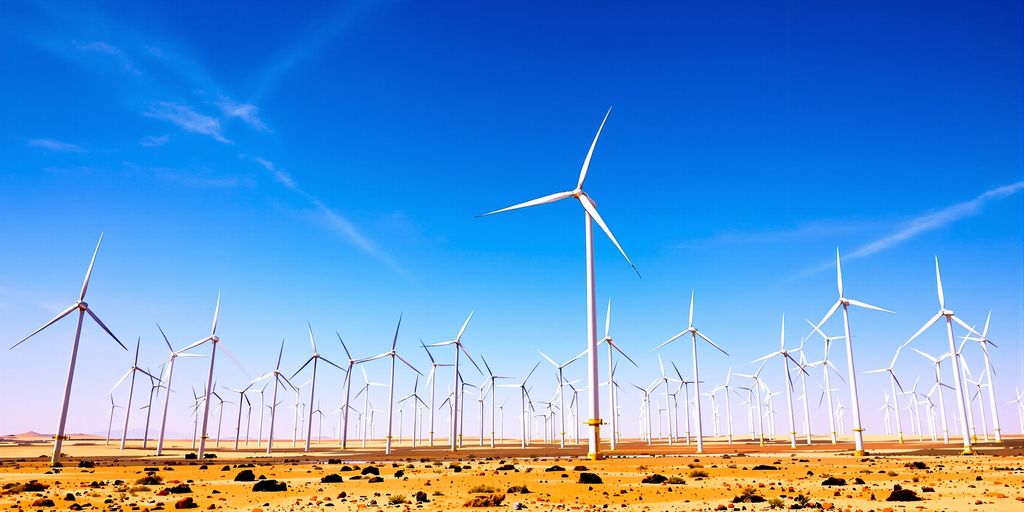 Turbines éoliennes dans un paysage marocain.