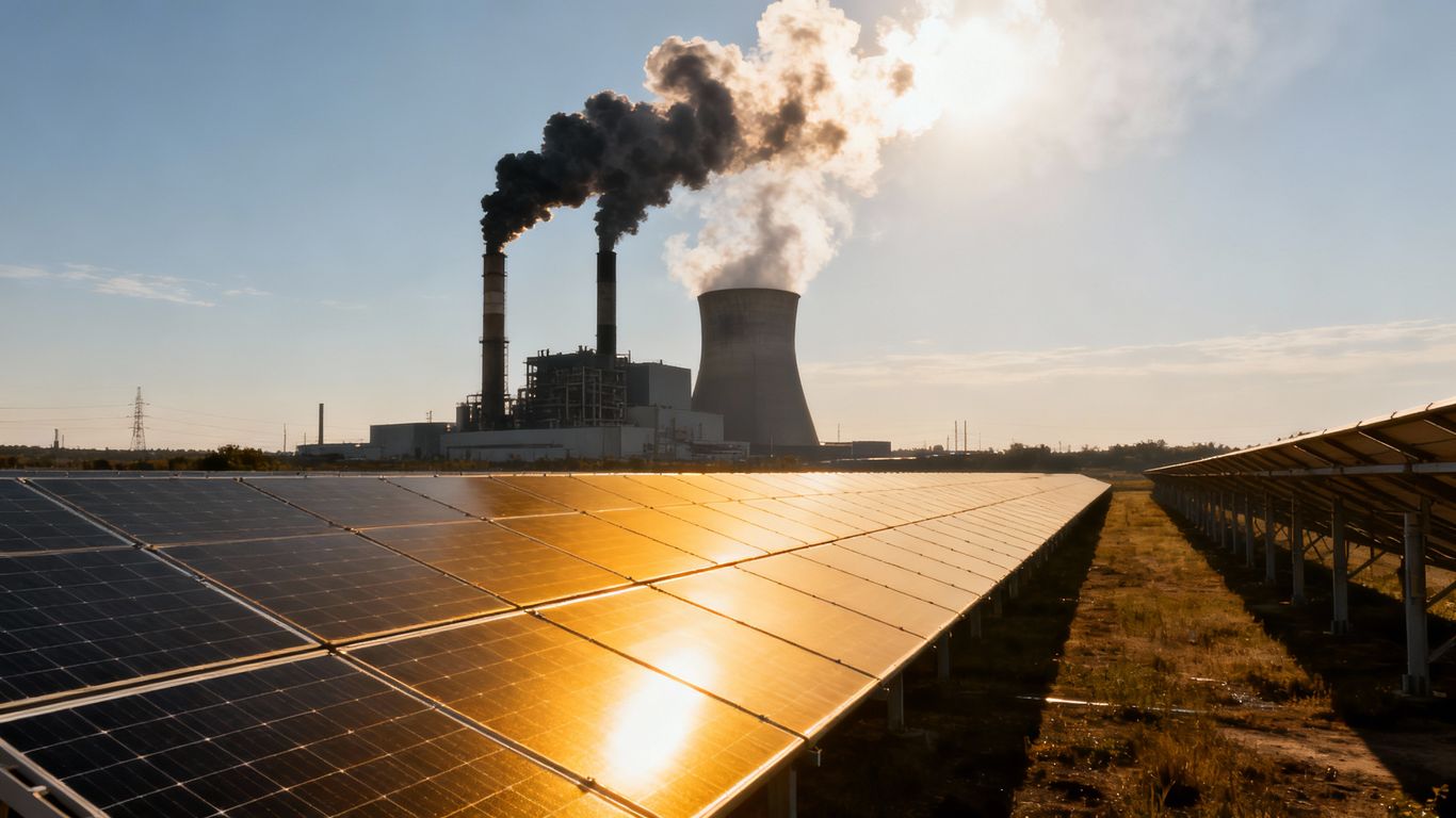 Panneaux solaires et centrale à charbon