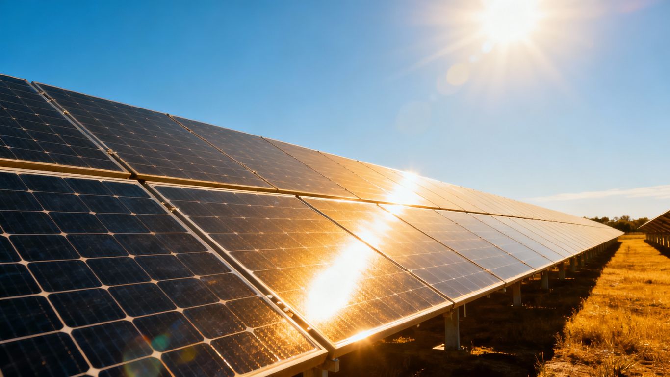 Panneaux solaires sous un ciel bleu ensoleillé.