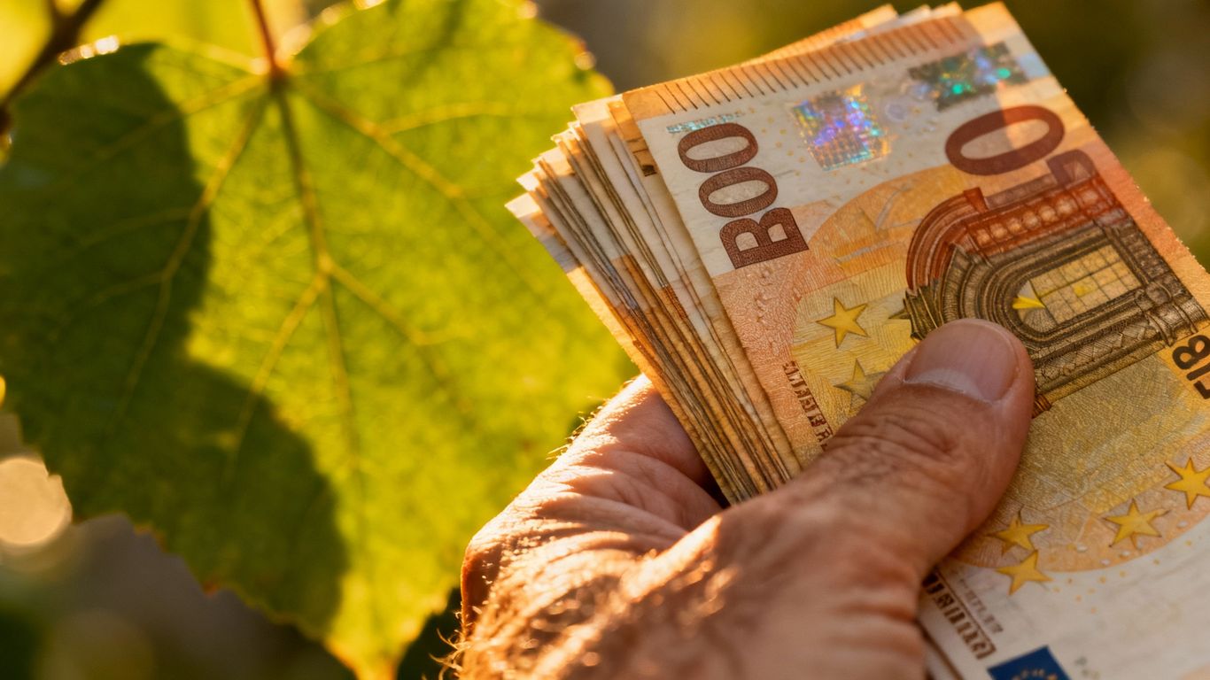 Main ENI dividende avec feuille verte et argent.